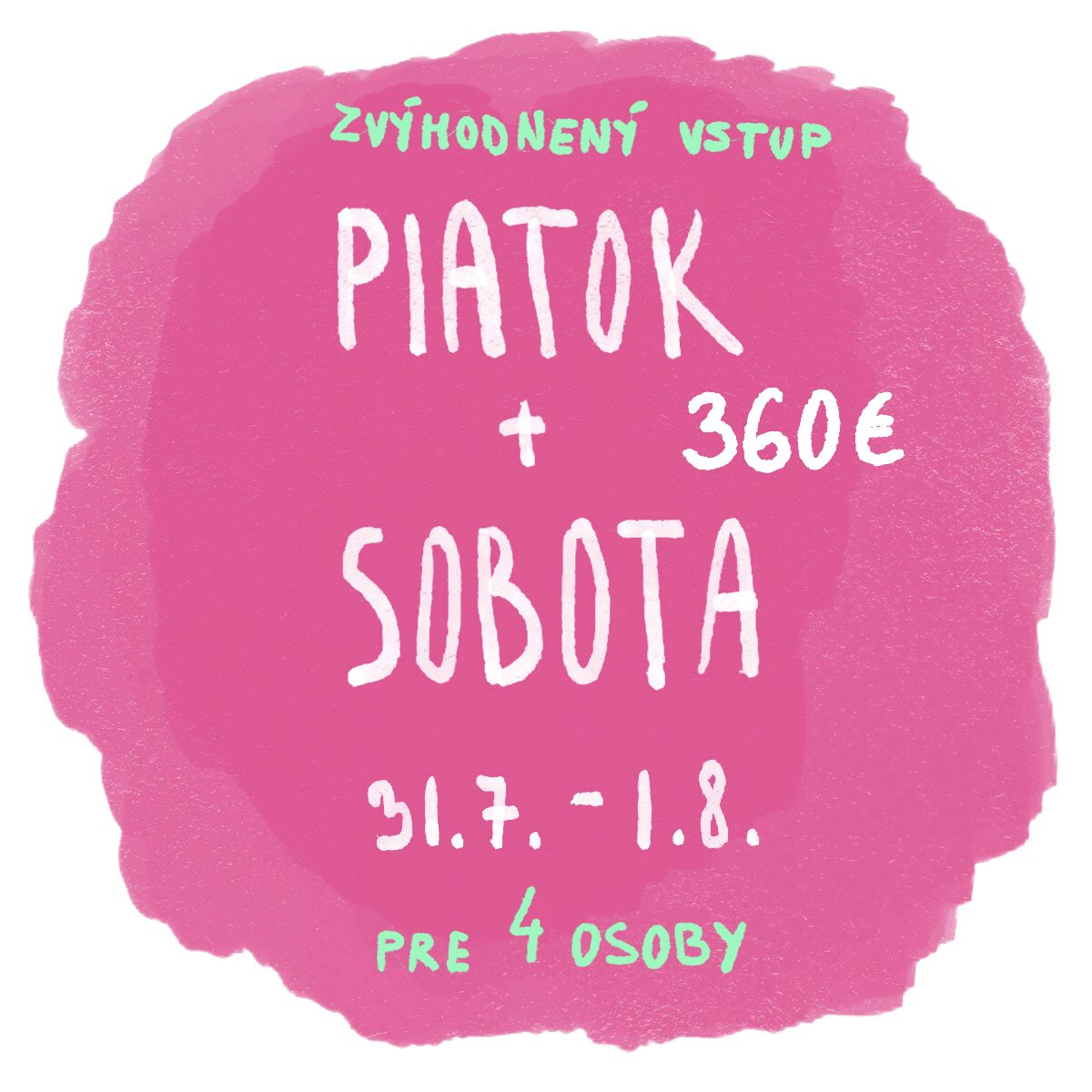 Skupinová 2-dňová vstupenka pre 4 osoby (31.7-1.8.2026) - Víno pod hviezdami 2026